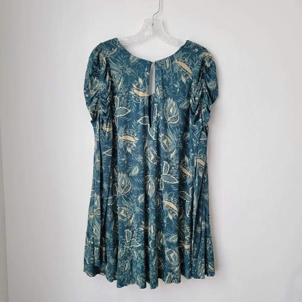 FREE PEOPLE Hello Lover Tunic Dress Top Dusty Indigo Combo Blouse Dress Size S